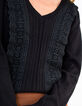 Schwarzer Strickpullover mit Spitze I.Code-4