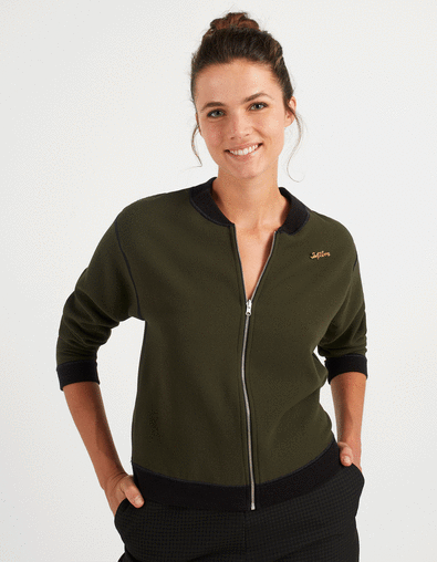 I.Code black and khaki reversible baseball jacket