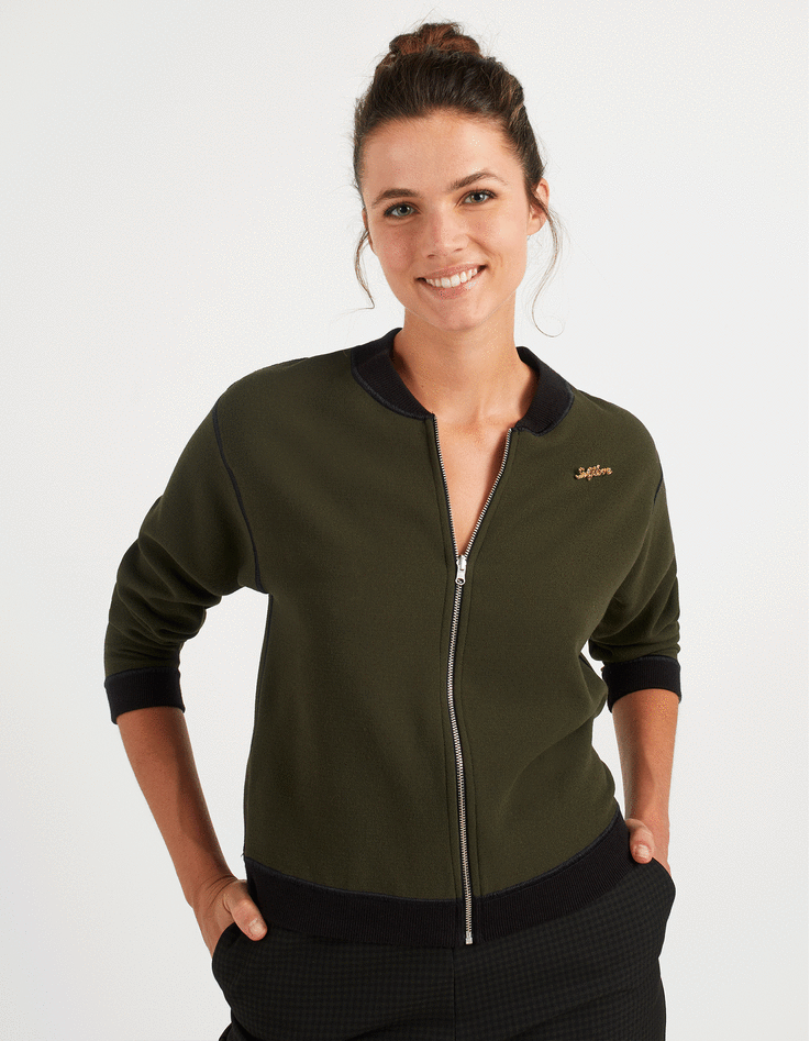 I.Code black and khaki reversible baseball jacket-1