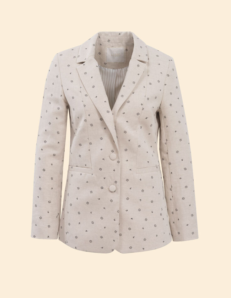 Ecru Blazer mit Blümchenprint I.Code-7