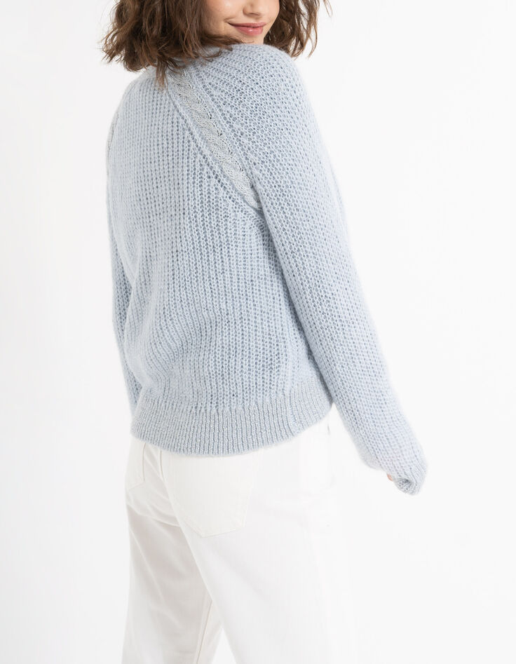 Strickjacke mit Lurex-Zopfmuster in Light Blue I.Code-2 Strickjacke mit Lurex-Zopfmuster in Light Blue I.Code-2
