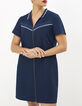 Robe marine zippée avec bords-côtes rayés I.Code-2