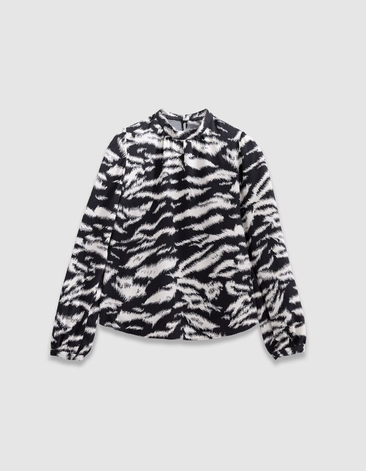 Schwarze Bluse mit Zebramuster f&uuml;r Damen-6