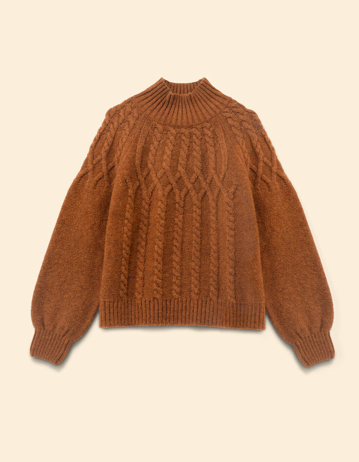 Pull camel tricot à torsades I.Code-7