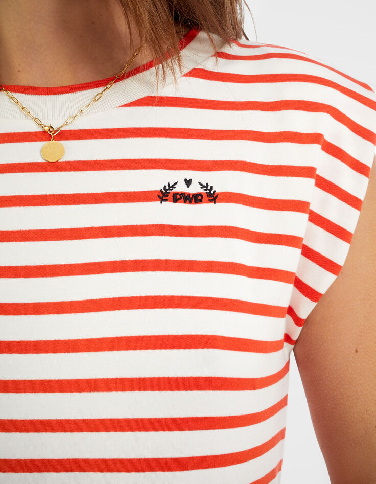 I.Code off-white sailor stripe dress with apricot stripes-4