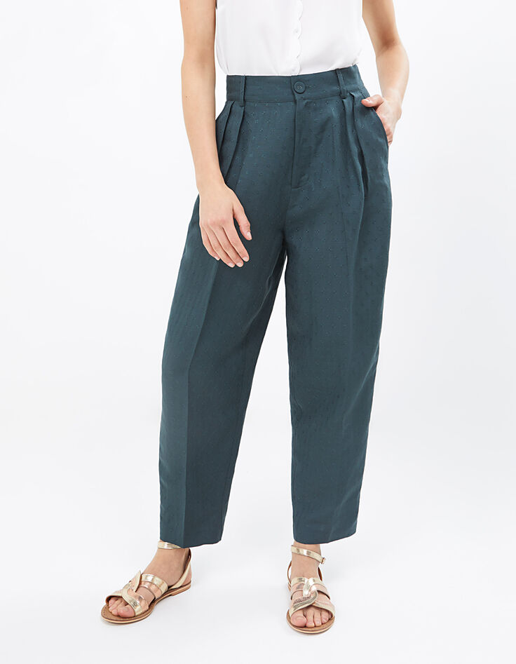 Wijde graniet broek jacquard vierkantjes I.Code-2