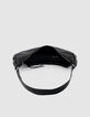 Allane Damen schwarz genarbtes Leder Halbmond Tasche-5