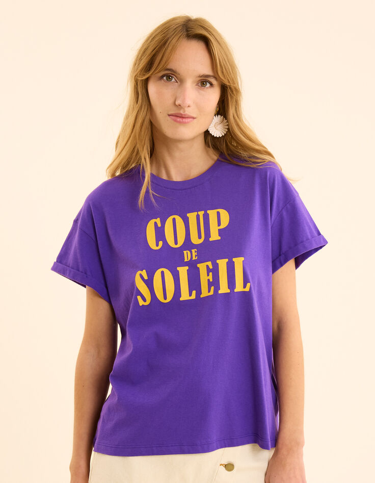 Tee-shirt violet message jaune I.Code-3