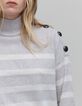 Damen Strickpullover ecru gestreift grau-4