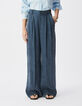 Dames Lyocell&reg;-mix marineblauwe getailleerde broek-3
