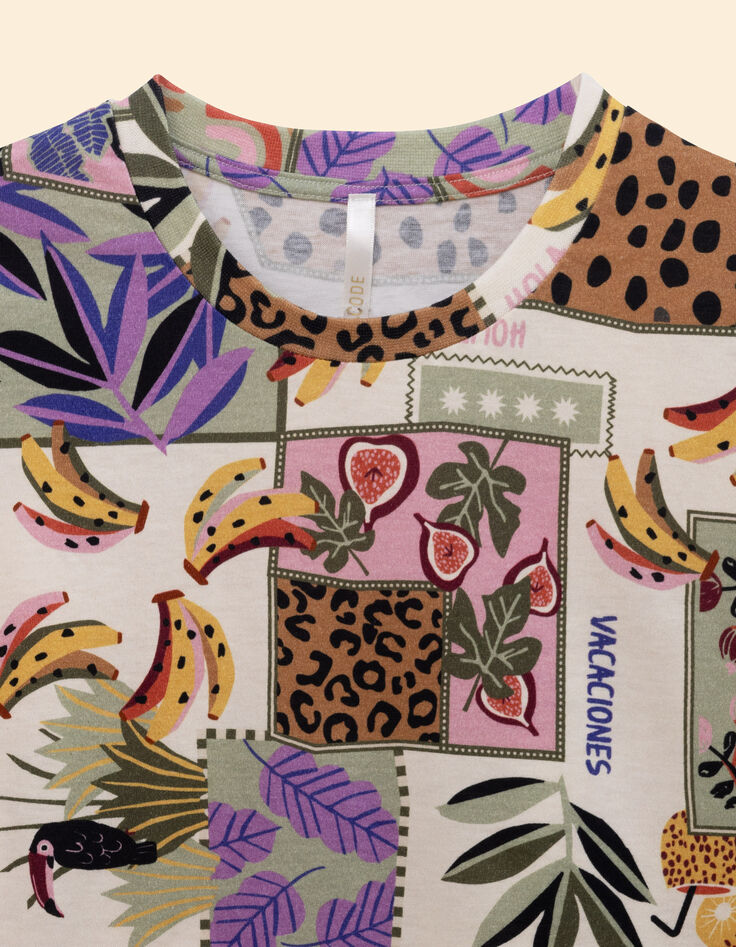 Camiseta con estampado de patchwork de plátano I.Code-2 Camiseta con estampado de patchwork de plátano I.Code-2