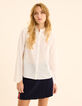 Ecru Bluse englische Stickerei genähter Kragen I.Code-3