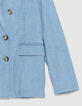 Blauw chambray colbert met dubbele borst Dames-8