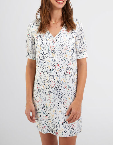 Vestido blanco roto estampado arty I.Code