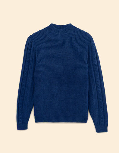 I.Code blue stand-up collar sweater