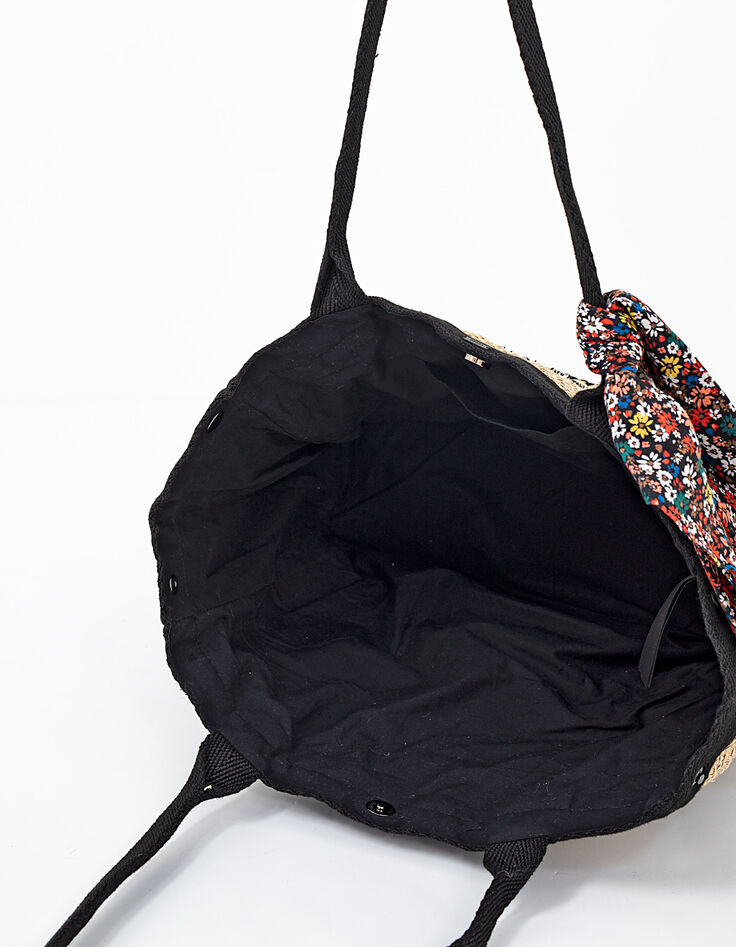 Sac cabas naturel en textile tressé brodé I.Code-6