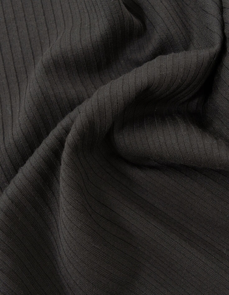 I.Code black ribbed short-sleeved top-7