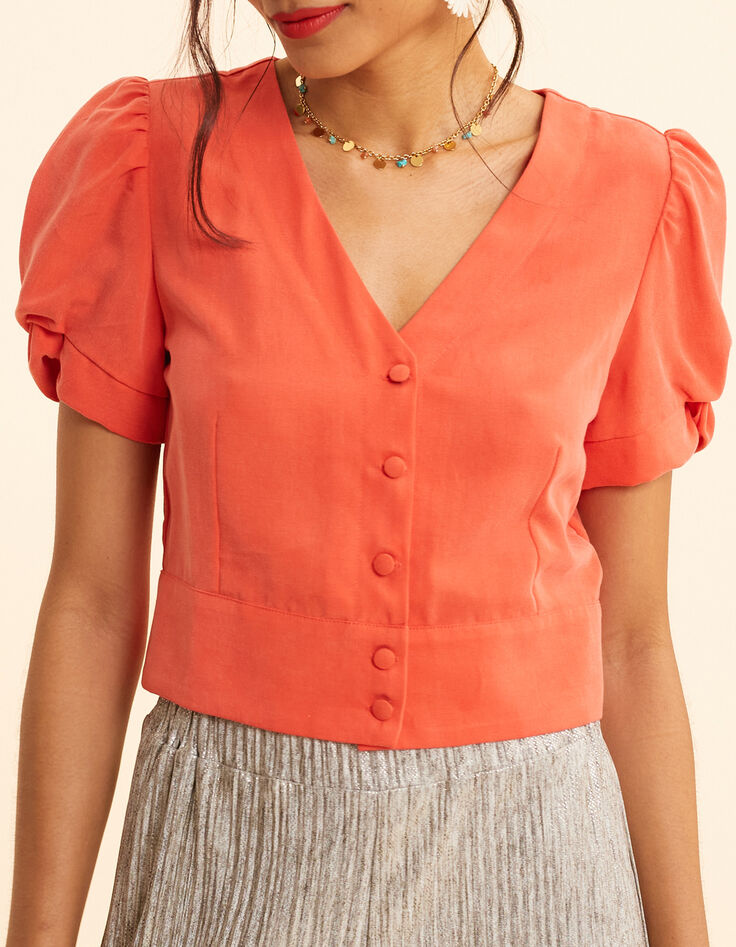 I.Code red buttoned cropped top-2 I.Code red buttoned cropped top-2