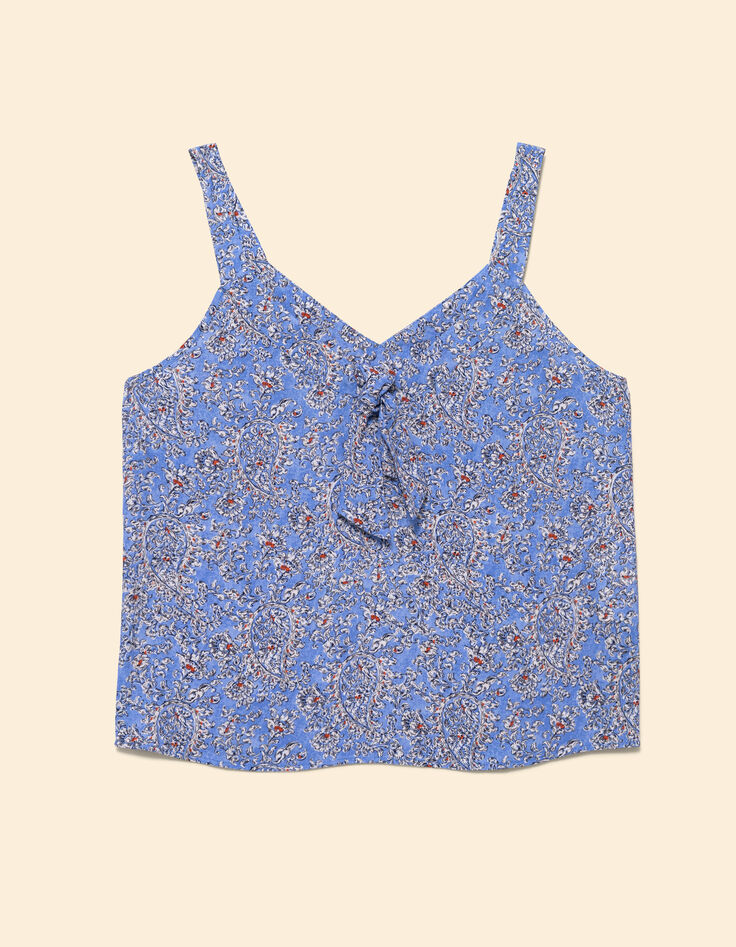 Top blau Floral-Kaschmirprint Schleife I.Code-7