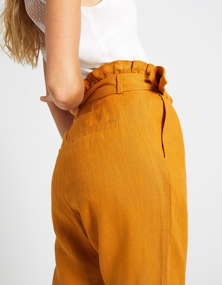 Pantalon curcuma paper-bag en lin I.Code-5