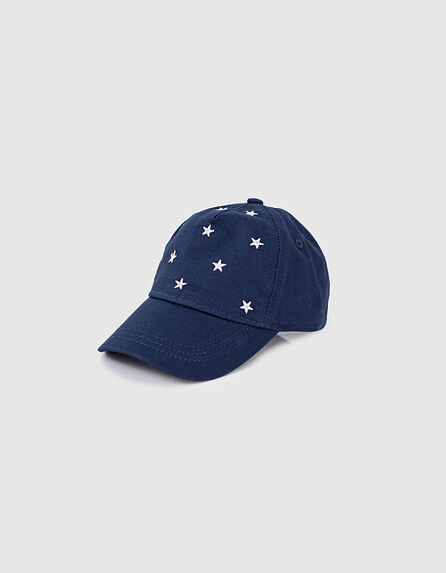 Marineblaue Mädchen-Kappe, aufgestickte silberne Sterne
