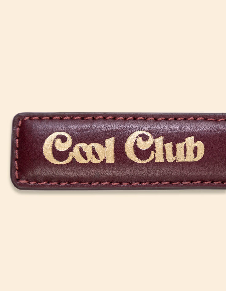 I.Code bBordeaux leather key ring with gold message-4