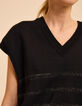 Schwarzer ärmelloser Strickpulli Lurexstreifen I.Code-5