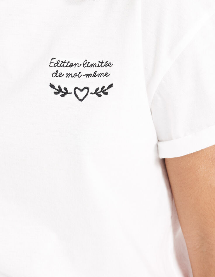 Tee-shirt neutre broderies noire poitrine I.Code-10
