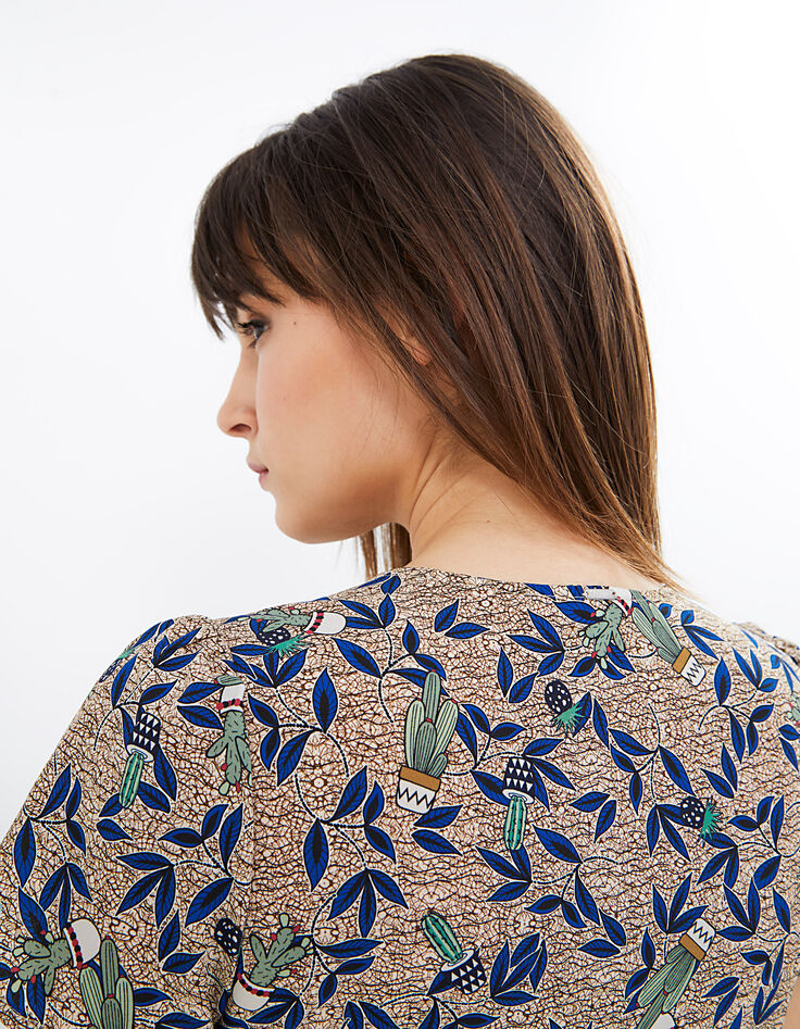 Robe-portefeuille granit imprimé cactus I.Code-5