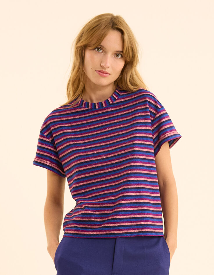 T-shirt violine rayures lurex multico I.Code-4