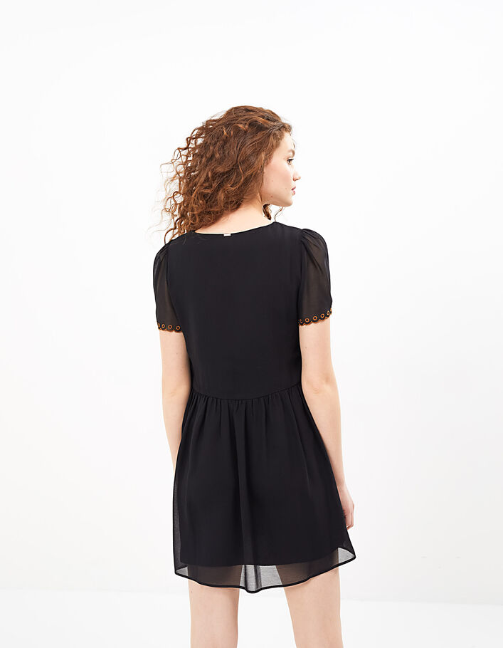 Robe Noire Abercrombie & Fitch - Manches Découpées, Courte, Taille S, En Rayon Et Coton