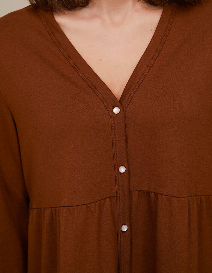 I.Code caramel sweatshirt fabric buttoned dress - I.CODE