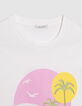 Wei&szlig;es T-Shirt Bio-Baumwolle visuelle Palmen und Sonne Damen-6