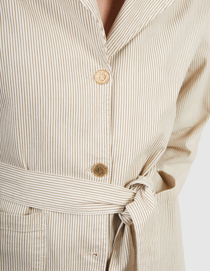 I.Code beige fine-striped safari jacket - I.CODE
