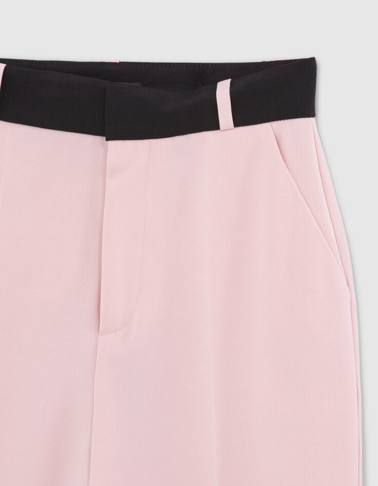 Rosa Damen-Zigarettenanzughose mit schwarzem G&uuml;rtel-7