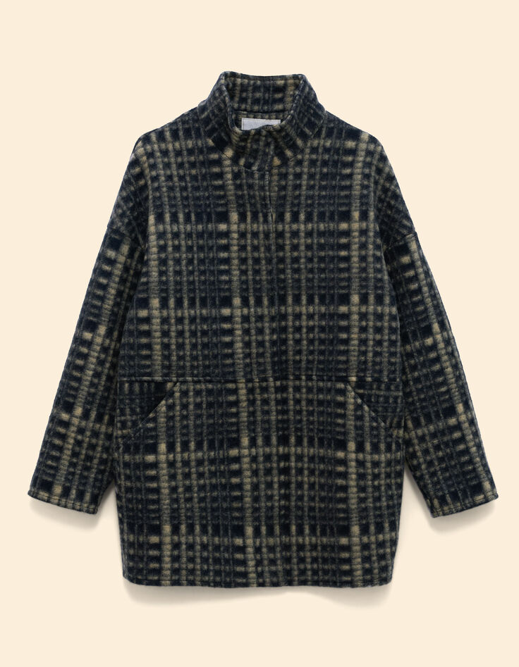 I.Code blue coat with beige check-6