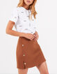 I.Code caramel short skirt with press studs on sides-1