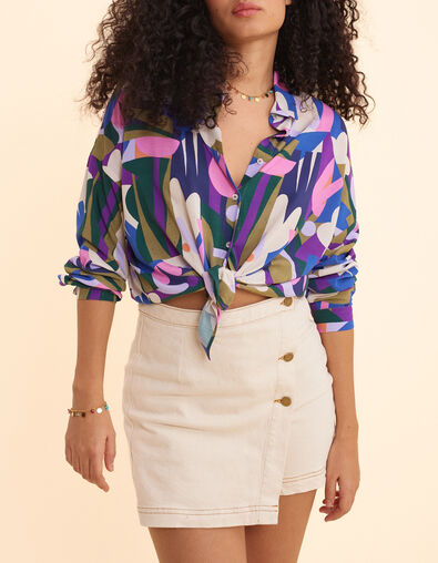 Chemise beige visuel floral graphique I.Code x THE FEEBLES