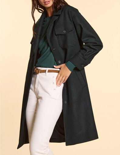 I.Code midnight green overcoat