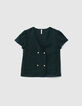Linnen top imperial green gekruiste knoopsluiting I.Code-5