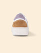 Baskets blanches cuir velours parme et camel I.Code-3