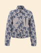 Veste bleue jacquard motif fleurs I.Code-7