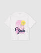 Wei&szlig;es T-Shirt Bio-Baumwolle visuelle Palmen und Sonne Damen-5