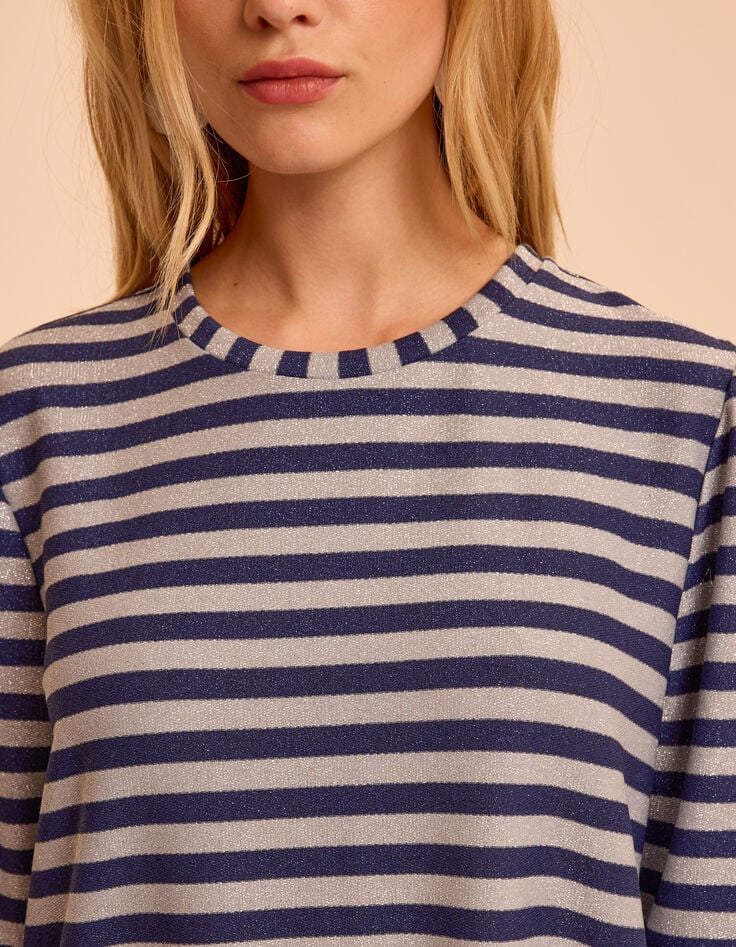 Robe marine rayures grises lurex I.Code-7 Robe marine rayures grises lurex I.Code-7