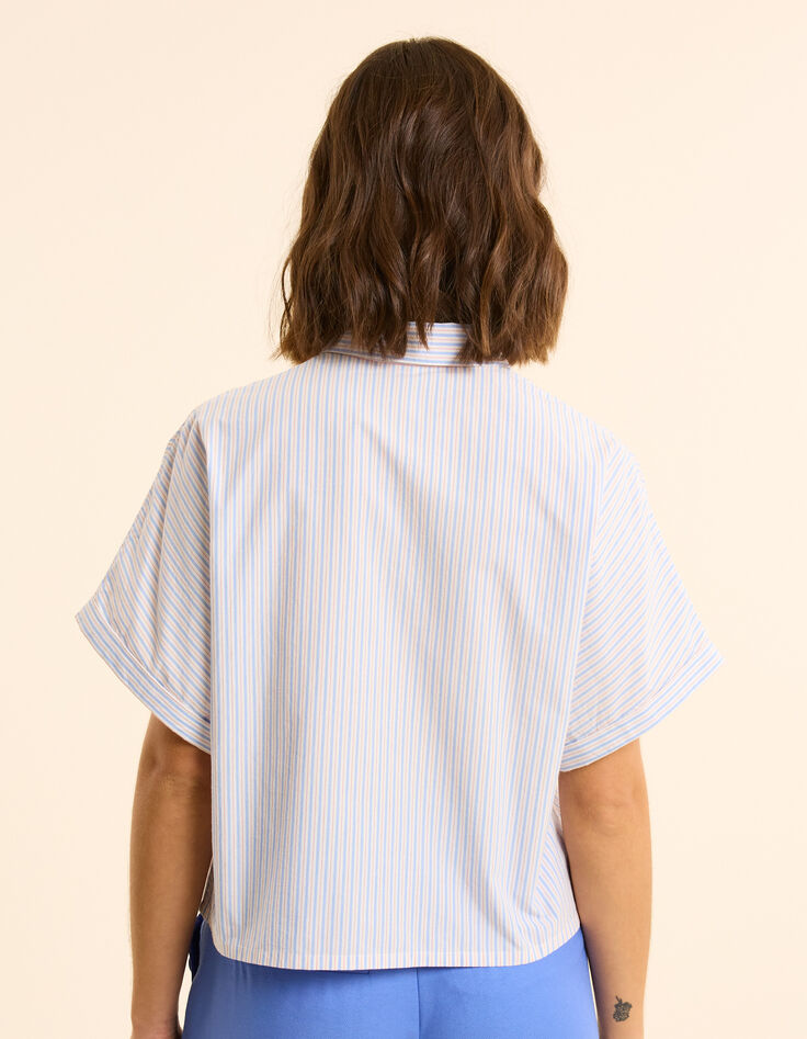 Witte cropped hemdblouse strepenmotief I.Code-5
