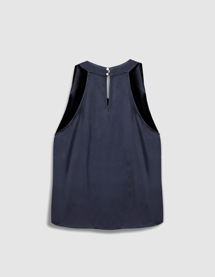 &Auml;rmelloses Oberteil f&uuml;r Damen aus Satin in Marineblau-7