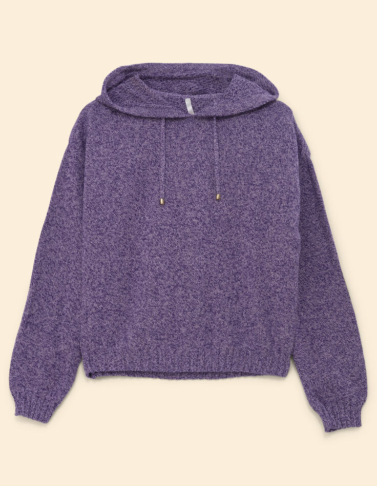 Pull à capuche parme tricot mouliné I.Code-7
