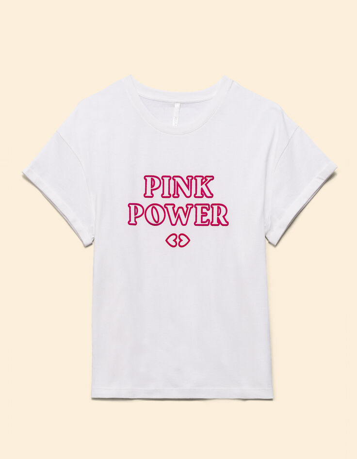 I.Code white T-shirt with pink velvet slogan-5 I.Code white T-shirt with pink velvet slogan-5