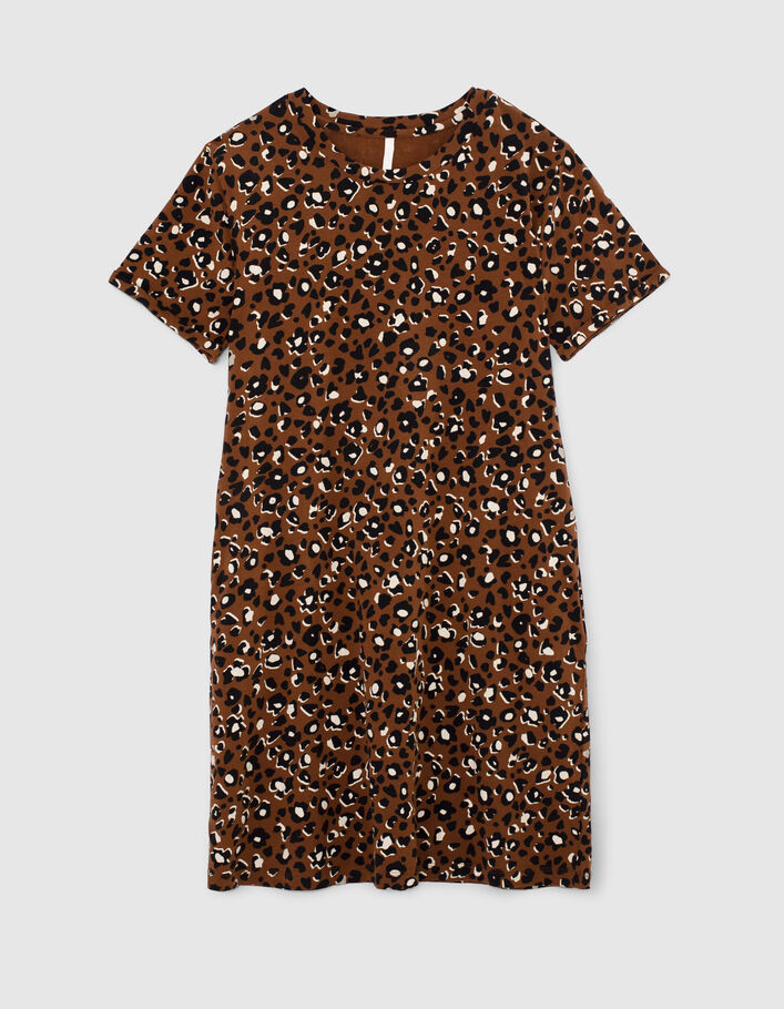 I.Code camel leopard print dress - I.CODE