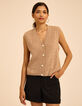 I.Code ecru cable knit sleeveless cardigan-4
